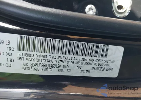 2018 Jeep Compass Latitude Fwd z USA, uszkodzony, nr VIN 3C4NJCBB0JT469130